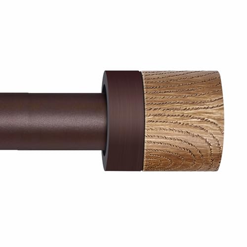 Bronze Curtain Rods for Windows 48 to 84 Inches(4-7ft),1 inch Adjustable Window Curtain Rods with Imitation Wood Grain Finials,Heavy Duty Decorative Drapery Rod for Bedroom,Kitchen and patio