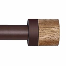 Bronze Curtain Rods for Windows 48 to 84 Inches(4-7ft),1 inch Adjustable Window Curtain Rods with Imitation Wood Grain Finials,Heavy Duty Decorative Drapery Rod for Bedroom,Kitchen and patio
