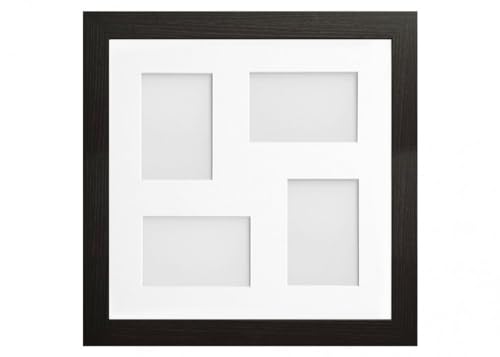 Frame Company Watson Multi Aperture Range Black Photo Picture Frame, 40x40cm for 6x4 inch (x4 Mix) *Choice of Sizes* Fitted with Real Glass