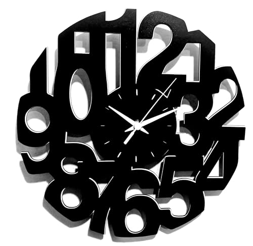 Instant Karma Clocks - Wall Clock - Modern - Minimal - Silent - Home Decor Study Bedroom Kitchen Room - Gift Idea (Black M5, 30 cm)