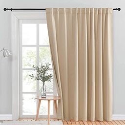 "NICETOWN Blackout Sliding Glass Door Curtains, Patio Door Blinds, Luxury Home Room Darkening Curtains for Villa/Hall, Slider Blinds for Bedroom (Cream Beige, 100""x 84"")"
