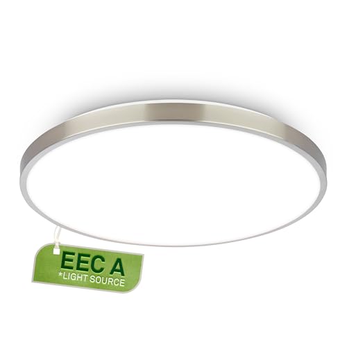 BRILONER - LED Ceiling Light with EEC A Light Source, 17.1W at 3900lm, Neutral White, Kitchen Lights Ceiling, Living Room, Office Lights, 38x6 cm, Matt Nickel