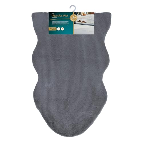 JVL Faux Fur Pelt Rug 60 x 90 cm – Soft Decorative Area Rug for Bedroom or Living Room, Dark Grey