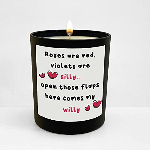 Wanky Candle Black Jar Valentine's Candle, Anniversary Candle, Candle for her Roses are red, Violets are Silly WCBJ219