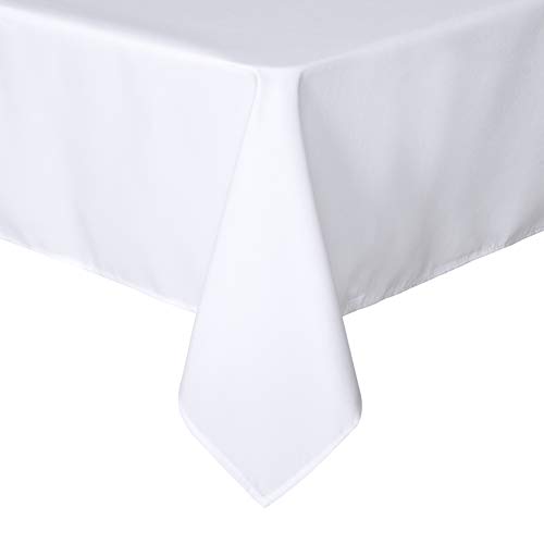 sancua Square Tablecloth - 60 x 60 Inch - Water Resistant Spill Proof Washable Polyester Table Cloth, Decorative Fabric Table Cover for Dining Tables, Buffet Parties and Camping, White