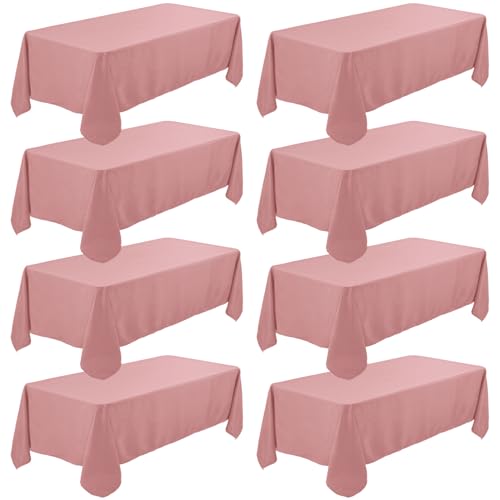 8 Pack Dusty Rose Tablecloth 60 x 102 Inch, Premium Rectangle Table Clothes for 6 Foot Rectangle Tables Washable Polyester Fabric Table Covers for Wedding Party Reception Banquet Buffet Restaurant