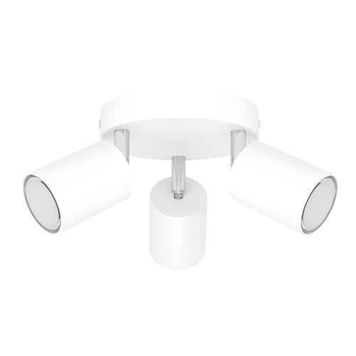 Eglo Ceiling lamp with 3 Spots Reciso-E, Spotlight bar for Bedroom and Hallway, Adjustable Light Fixture, White Steel, GU10 Socket
