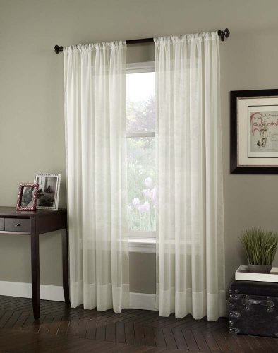 "Curtainworks 1Q804003OY Soho Voile Sheer Curtain Panel, 59 by 132"", Oyster"