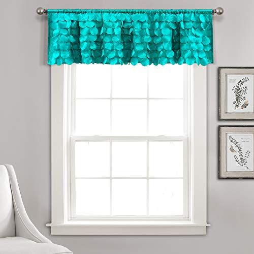 "Lush Decor Lush Décor, Turquoise Gigi Valance Textured Window Kitchen Curtain (Single), 70"" W x 14"" L"