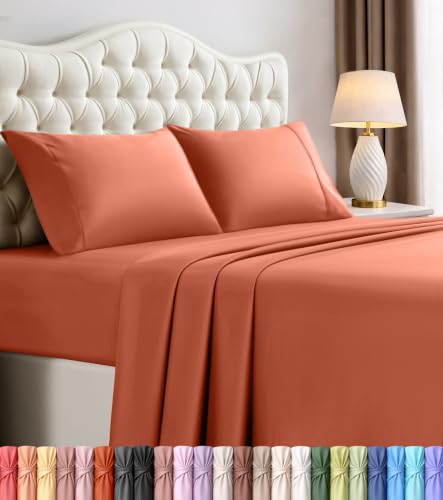 Utopia Bedding Full Sheet Set ??? 4 Piece Bed Sheets for Cal King Size Bed, Soft and Breathable Microfiber, Includes 1 Fitted Sheet, 1 Flat Sheet and 2 Pillowcases (Orange)