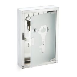 Relaxdays Lockable Key Cabinet, Key Box for Walls, Stainless Steel Key Case, HBT: 32x22x6 cm, Silver