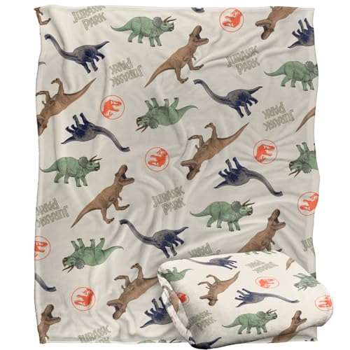 Jurassic Park Blanket, 152 x 127 cm Dinos All Over Silky Touch Super Soft Throw Blanket