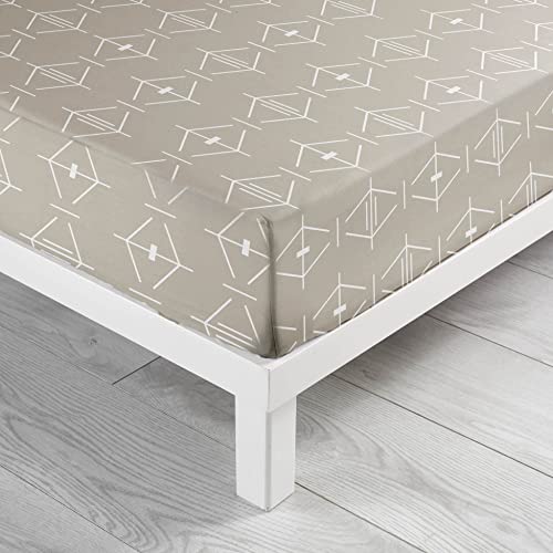douceur d'intérieur, Aristide Natural Fitted Sheet (140 x 190 cm) 100% Cotton