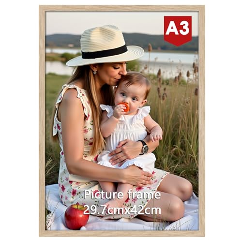 Ditwis A3 Picture Frame Wood Colour, Large Poster Frame for Horizontal or Vertical Wall Display in Living Room, Office, Gallery
