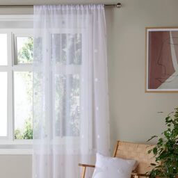 Appletree Boutique - Single Net Curtain for Windows W55 x L54 (140 x 137cm) - Voile Curtain for Bedroom/Living Room - Spotted/Dotted Sheer Curtain - Zara Collection, White