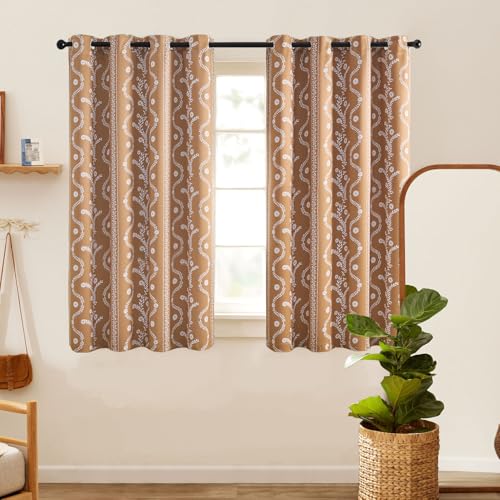 LIMON HOME Blackout Cafe Curtains 54 Inch Length Boho Curtains Terracotta Modern Farmhouse Curtain for Small Window