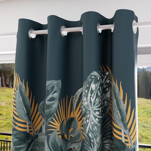 Soleil d'ocre, Tropic Velvet Curtain with Eyelets 135 x 250 cm