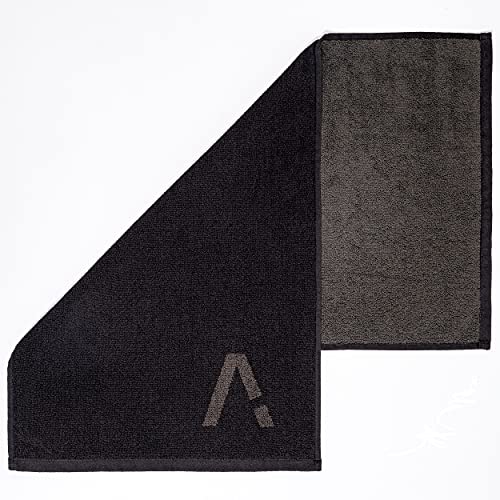 Aurora Athletica Luxury Gym Towel for Sweat - 100% Organic Cotton (15.75 X 31.5 inch) Soft and Absorbent Workout Silver Infused Sports Exercise Men Women (Black)