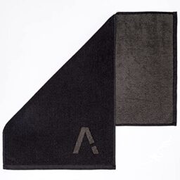 Aurora Athletica Luxury Gym Towel for Sweat - 100% Organic Cotton (15.75 X 31.5 inch) Soft and Absorbent Workout Silver Infused Sports Exercise Men Women (Black)
