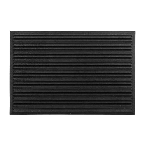 Ribbed Harmony Outdoor Mat, Front Door Outside Boot Scraper Mat, Heavy Duty Recycled Rubber Matt with Scraping Stripes, Anti Fatigue Dirt Scraper Playground Garden Matting (60x40cm, Small)
