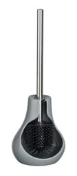 WENKO Mod. Drop Neo Freestanding Ceramic Toilet Brush Holder with Hygienic Silicone Brush Head Diameter 7.5 cm Ideal for Bathroom and Guest Toilet Elegant Design Grey Dimensions 14 x 40 x 13.5 cm