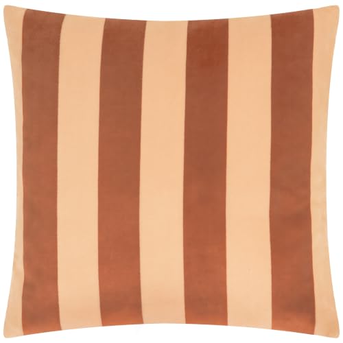 furn. The Ultimate Stripe Cushion Cover (Pumpkin Spice - 45x45cm) - Bold Contrast Stripes Double Sided Soft Matte Velvet Jacquard Decorative Case