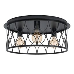Eglo Flush Ceiling Light Giltspur, 3 lamp Lighting Made of Black Metal
