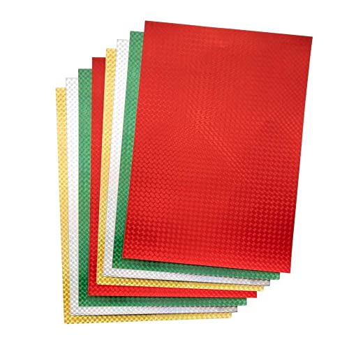 Baker Ross FE814 Christmas Holographic Card Pack - Pack of 20, Metallic Card, Craft Supplies for Kids, Ideal for Craft Activities and Decoration Making