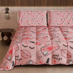 PETTI Artigiani Italiani - Quilt, Winter Duvet, Winter Quilt, Double Sided Quilt, Solid Colour and Digital Print, 100% Hypoallergenic Microfibre, Made in Italy