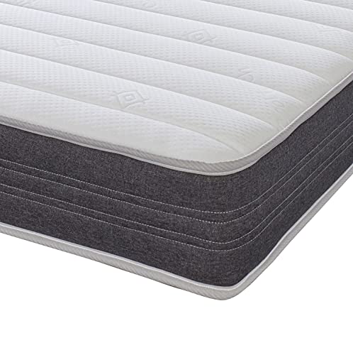 eXtreme comfort ltd Grey Sirocco Hybrid Single Mattress (90 x 190cm), 18cm Deep with Memory Foam & Open Coil Spring. Soft Comfort Feel. UK Made, Rolled & Boxed