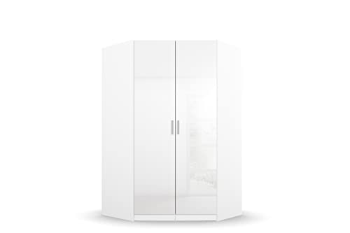 Rauch Möbel Celle Corner Wardrobe in White/High-Gloss White, 2-Door, (W x H x D) 117 x 197 x 117 cm