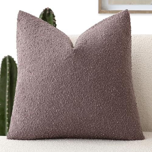 Foindtower Decorative Textured Boucle Throw Pillow Covers Accent Solid Pillow Cases Neutral Soft Cozy Couch Cushion Case for Chair Sofa Bedroom Living Room Home Decor 20x20 Inch,1PC,Dark Purple