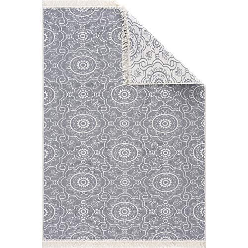 Jimri Fashion4Home Rug Runner - Rug for Living Room, Bedroom, Kitchen, Children's Room, Bathroom - Boho Kilim Rugs - Runner Hallway Rug Light Grey/Cream, Size: 120 x 176 cm