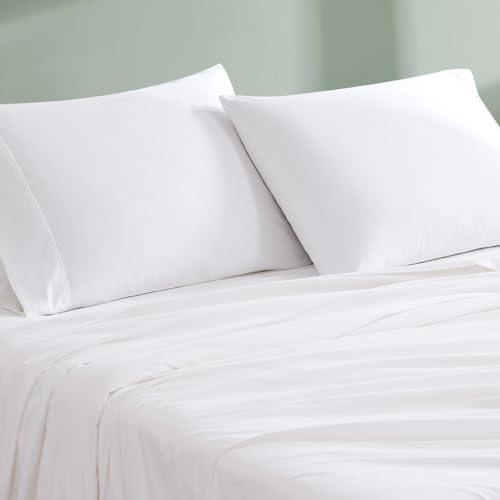 Linen Closet Luxury Cotton 300 Thread Count Organic Cotton King Pillowcases, Set of 2, Arctic White