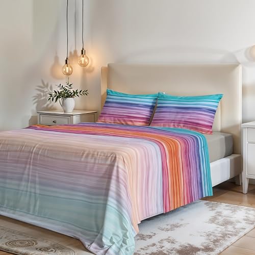 MB HOME ITALY ???Fantasy??? Bed Sheets Set, Double, Rainbow