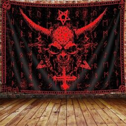 Ptrxobj Goat Head Pentagram Tapestry Gothic Devil Demon Baphomet Satanic Symbol Wall Hanging for Bedroom Living Room 60x40 inch