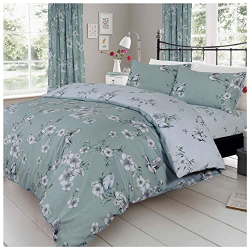 GC GAVENO CAVAILIA Blossom Bedding Set - Flower Comforter Cover - Botanical Bed linen - Super King Bed Set - Duck Egg