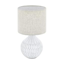 Eglo Textile Bedside lamp Bellariva 3, Ceramic Side Table Light with Boho Design and lampshade Made of Bright Brown Fabric, Living Room and Bedroom Lighting with Switch, E27 Socket