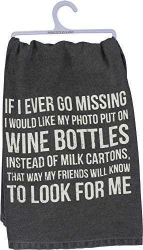 "Primitives by Kathy Dish Towel, Cotton, Wine Bottles, 28"" x 28"" (Set of 1)"