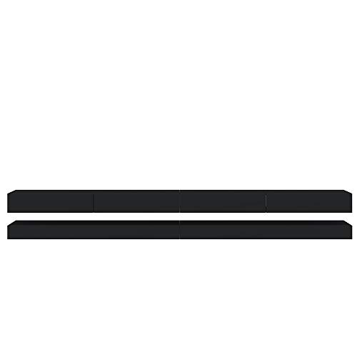SELSEY HYLIA DOUBLE - Floating TV Stand/Modern TV Unit/Living Room TV Cabinet/Black