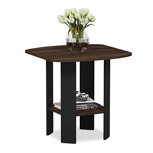 Furinno SIMPLE DESIGN Side Table, 2-Tier End Table, Open Shelves Night Stand, Bedside Table, for Living Room, Bedroom, Columbia Walnut