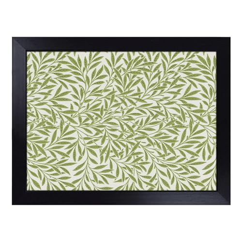 Lap Tray with Bean Bag Cushion, Willow Pattern Print By William Morris - Handmade in the UK, Raised Wooden Edge, Padded Cushion, Heat-Resistant Wipe-Clean Surface, for Meals, Laptops and Crafts