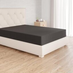 Amazon Basics Soft Microfibre Fitted Sheet with 30 cm Deep Pocket, 140 x 200 cm, Black