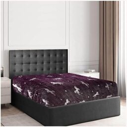 GC GAVENO CAVAILIA Teddy Fleece Duvet Cover, Fluffy Fitted Sheet, Warm Cozy Ultra Soft Bed Set, Polyester, Unicorn-Purple, Single