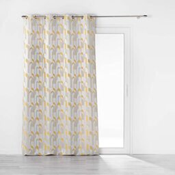 Douceur d'Intérieur, Medicis Yellow Jacquard Eyelet Curtains 140 x 260 cm