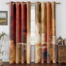 Asuexpect Burnt Orange Curtains 2 Panels Abstract Rust Curtain Room Darkening Grommet Window Treatments Modern Decorative for Bedroom Living Room, 52x63 Inches