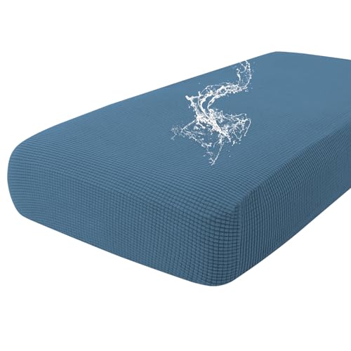 hyha Waterproof Couch Cushion Covers for Pets, Non Slip Sofa Seat Cover for Dogs Washable, Soft Thick Stretch Jacquard Fabric, Sofa Slipcovers with Elastic Bottom (1 Piece for Large, Blue)