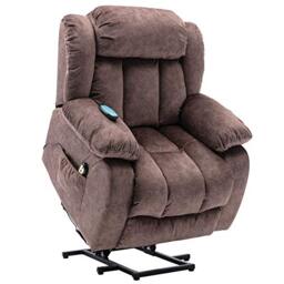 Merax Power Massage Lift Recliner Chair - Heat Vibration for Elderly - Heavy Duty and Safety Motion Reclining Mechanism - Antiskid Fabric Sofa Contemporary Overstuffed Design - Brown