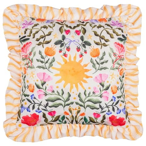 furn. Summer Solstice Cushion Cover – Reversible Water Resistant Sun Floral Garden Outdoor Decorative Case (Summer - 50x50cm)