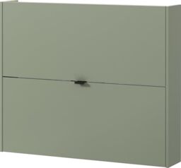 Germania Shoe cabinet 1368-629 GW-Ameca, in Taupe green/Oak, low depth - ideal for narrow hallways, 100 x 83 x 18 cm (WxHxD)